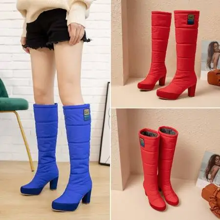 Warm Fur Plush Down Snow Boots Women Winter 2024 Shoes Waterproof Comfortable Ladies Knee High Boot Black Plus Size 43