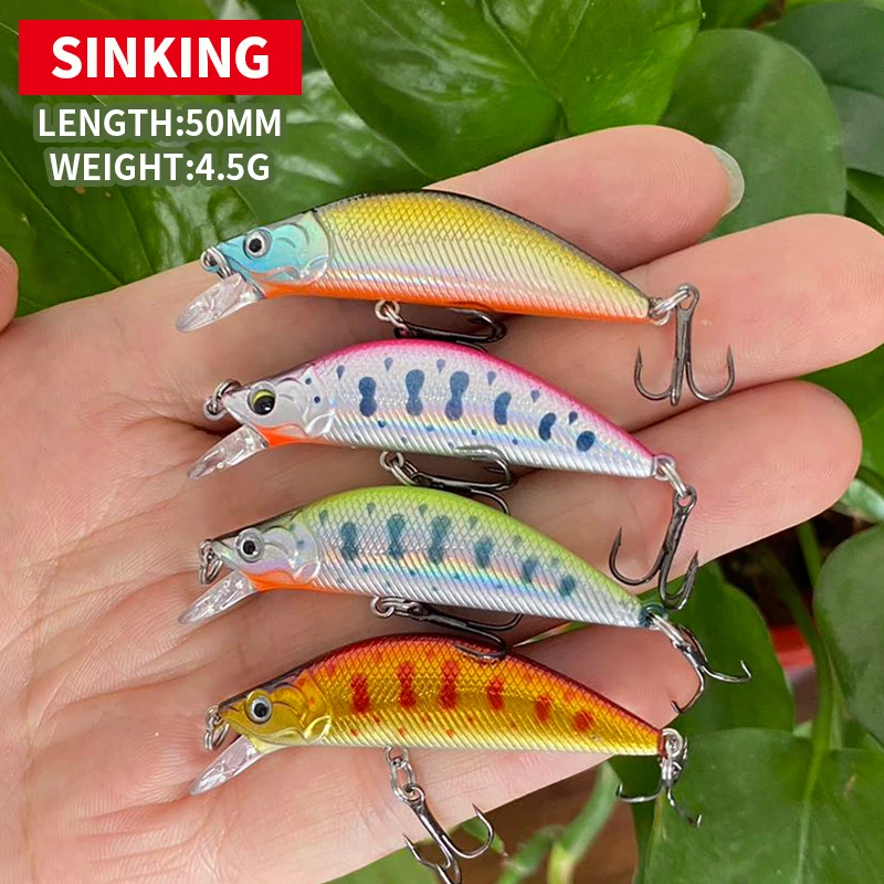 1Pcs 50mm Sinking Minnow Lure for Fishing Mini Minnow Wobblers Trout Carp Fishing Sinking Isca Pesca Hard Bait Minnow 9103