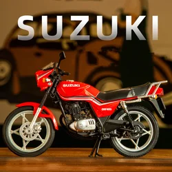 1:12 SUZUKI GS125 Alloy Retro Motorcycle Model Diecast Metal Classic Street Motorcycle Model Sound Light Simulation Kid Toy Gift