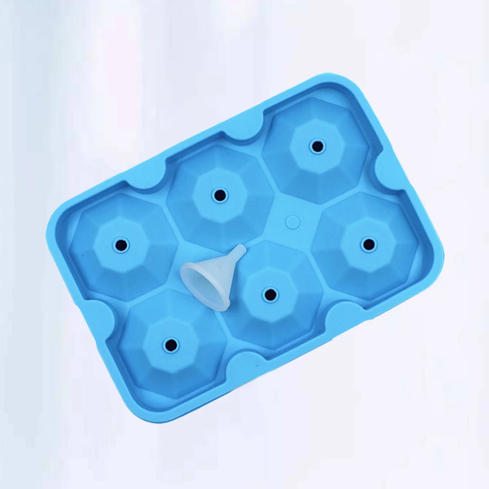 

1Pcs Diamond Shape Silicone Ice Mold 6 Cavities 3D Ice Cube Maker Refrigerator Mold Food Grade Sky Blue