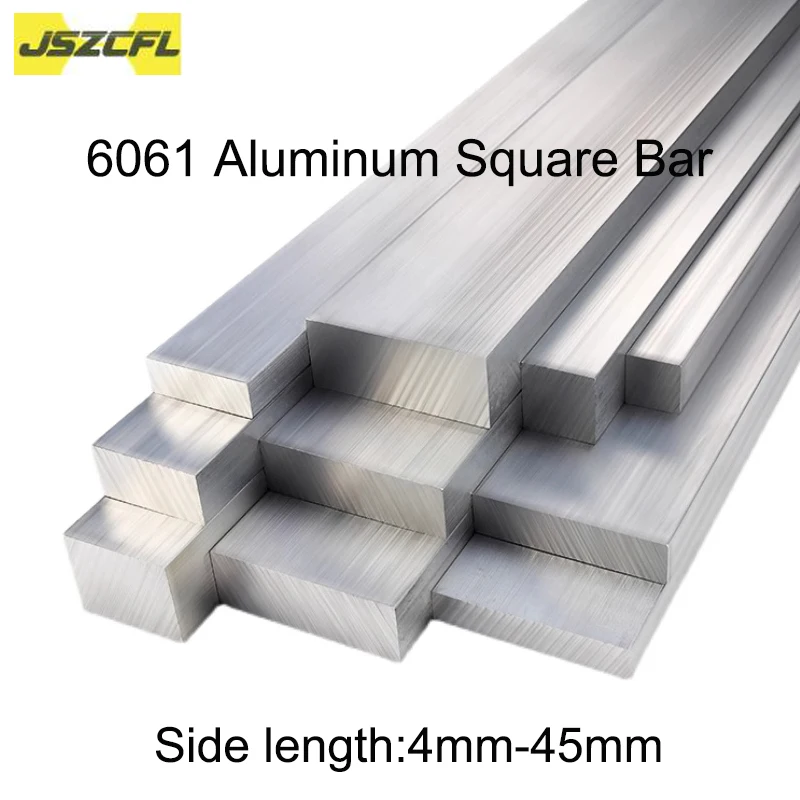 

6061 Aluminum Square Bar Flat Solid Rod Metal 4/5/6/8/10/12/15/18/20/22/25/30/35/45MM DIY Model Making Al Profile Length 500MM