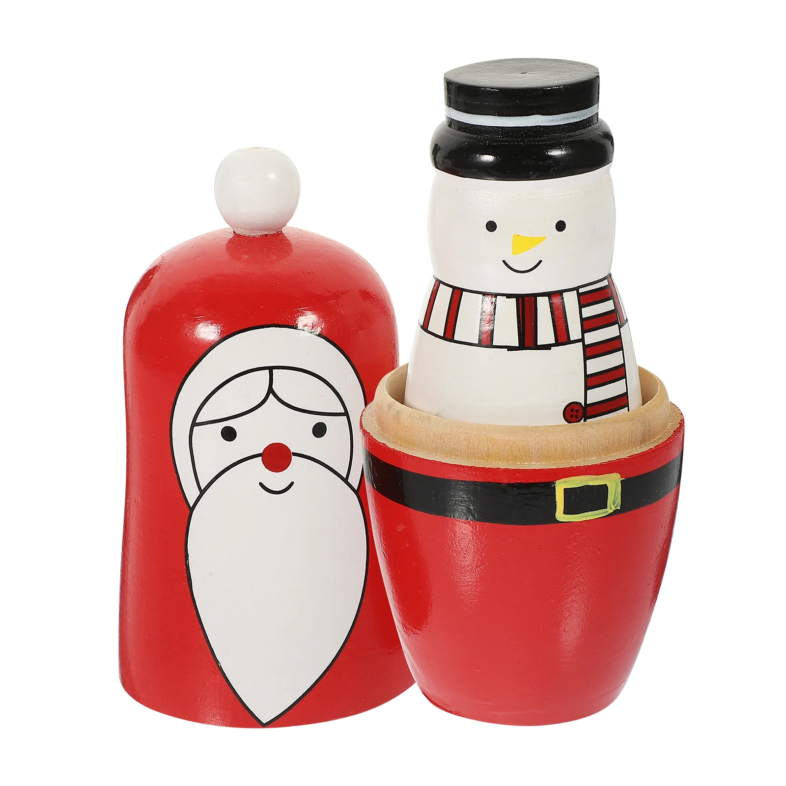 

Christmas Xmas Present Nesting Toys Wood Supplies Decorations 5-layer Stacking Dolls Cartoon Party