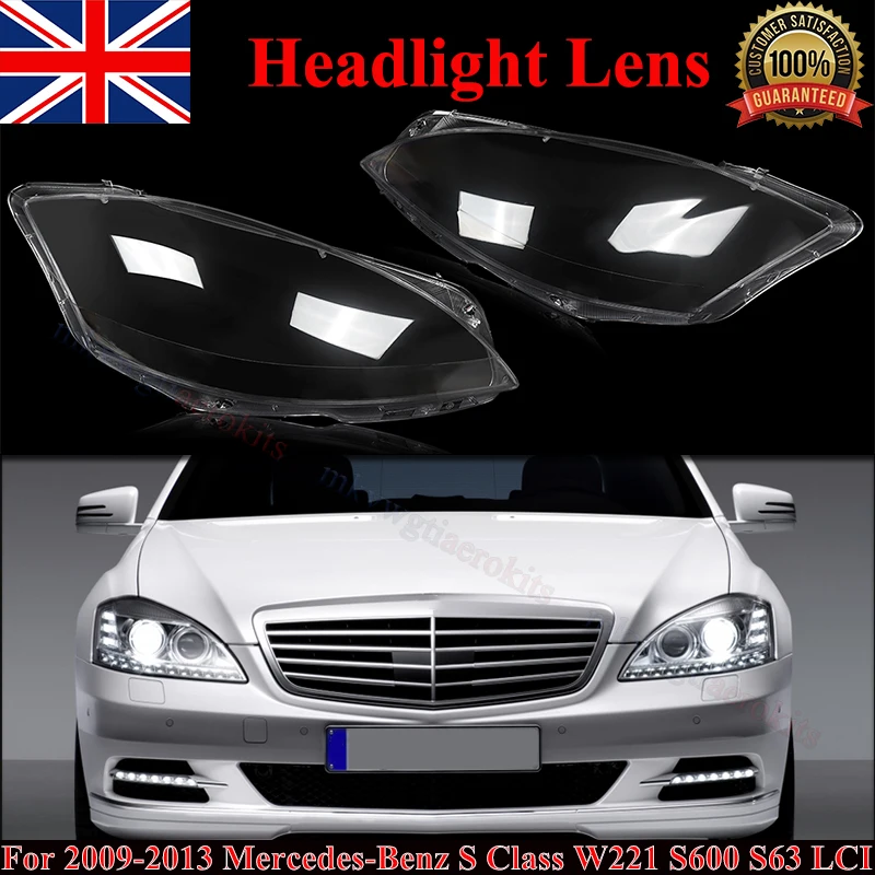 SAIQINGSP 1 Pair of Headlight Lens For Mercedes-Benz S Class W221 2010-2013 Right+Left Car Accessories Tools