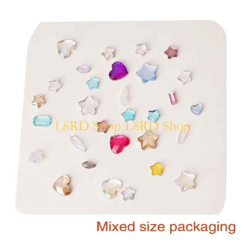 L8RD 100PCS Kolorowe szklane dysze dla kobiet płaskie paznokcie sztuka odzież DIY DIY dla projektów rzemiosła na paznokcie Łatwo