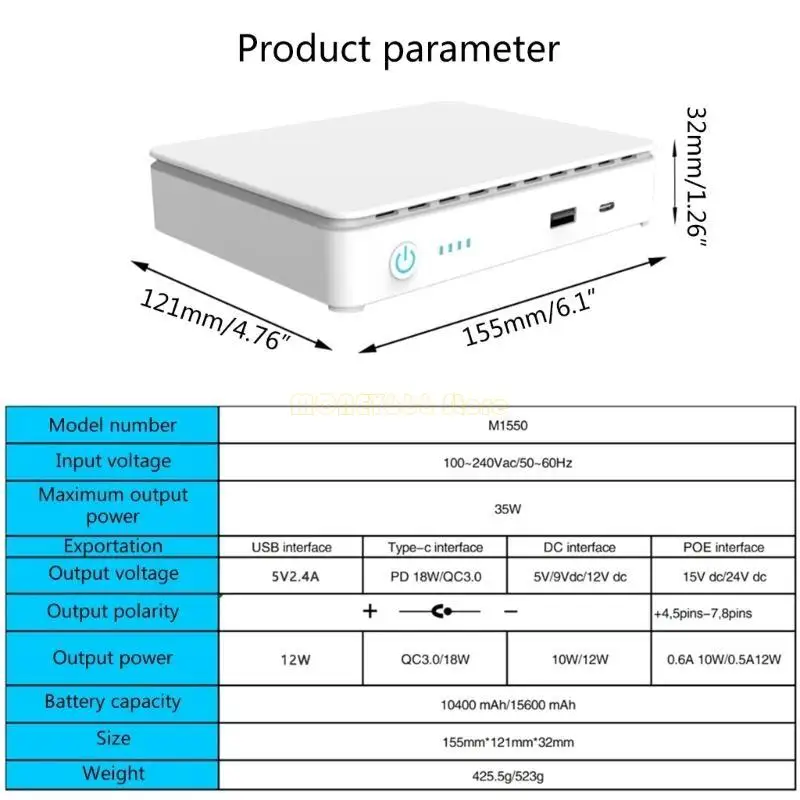 F62C MINI UPS إمدادات الطاقة دون انقطاع ، 10400 مللي أمبير في الساعة 15600 مللي أمبير في الساعة الطاقة الاحتياطية للبطارية