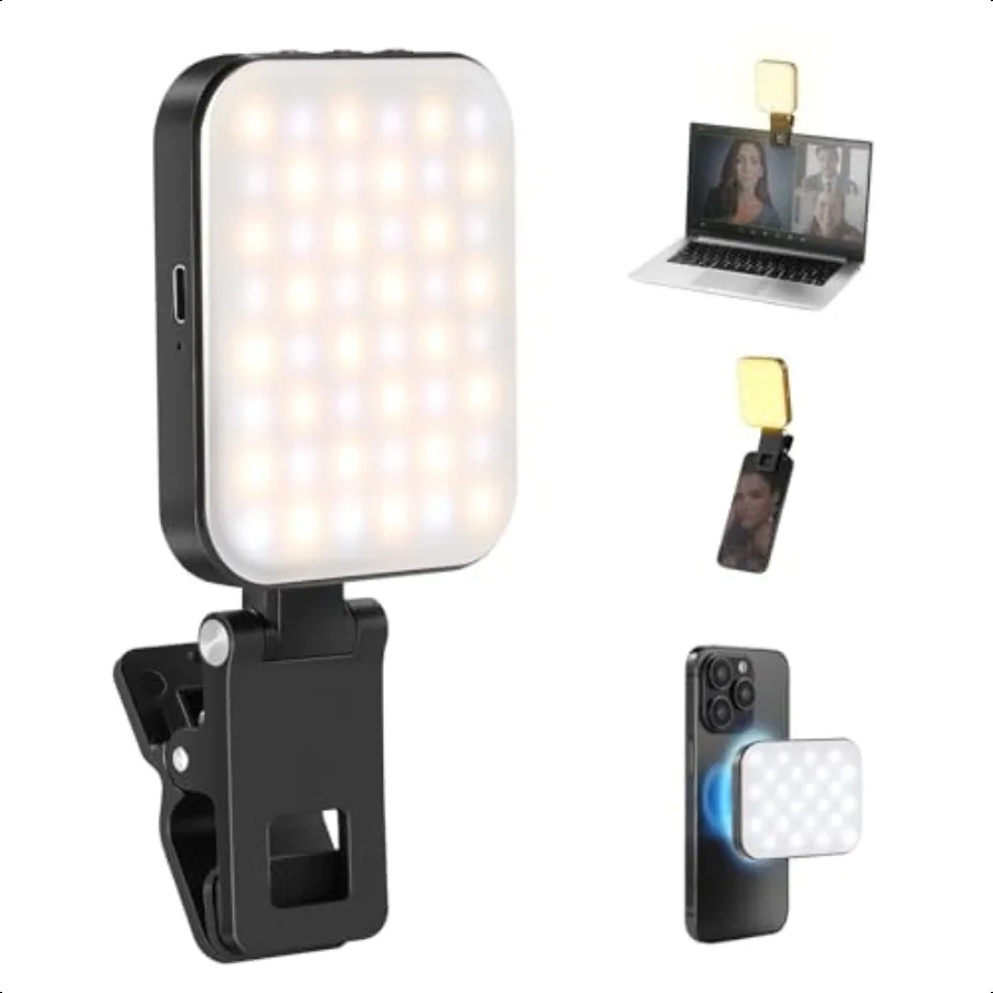 

NEEWER BASICS Magnetic Selfie Light Compatible with MagSafe iPhone 16 15 Pro Max Clip on Video Conference Lighting Fill Light f