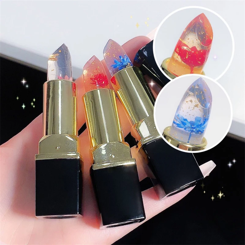Temperaturfarbwechselnder Blumen-Lippenstift Feuchtigkeitsspendender Kristall-Lippenbalsam Wasserfester Langanhaltender Jelly-Lippenstift Lippenpflege Make-up – Detail 17