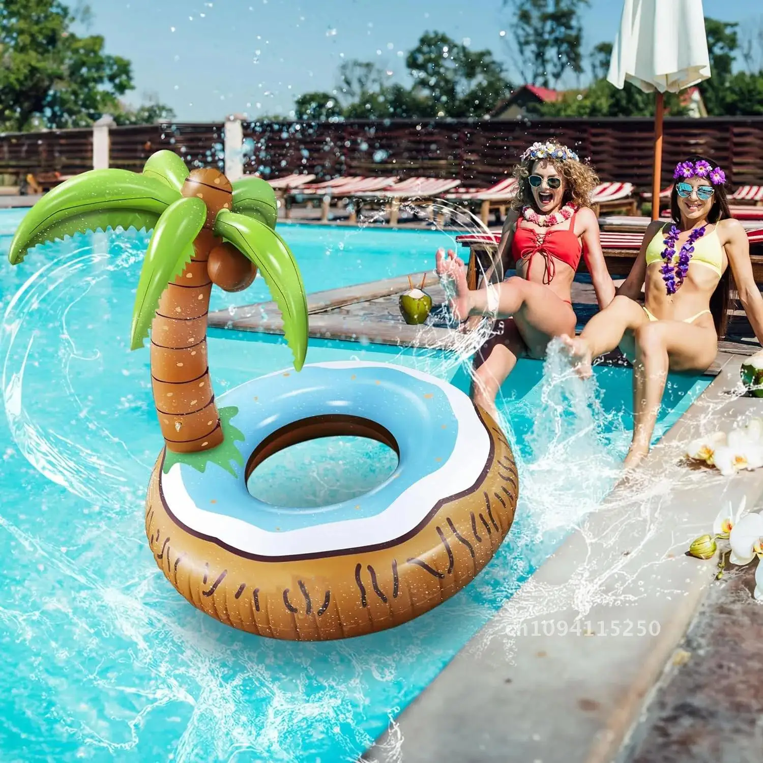 Einzigartige hawaiianische Pool-Schwimmer für Erwachsene, lustige Kokosnuss-Pool-Floats, aufblasbarer Schwimmbaum, Pool-Palme, Party, Tiki, Luau-Spielzeugring