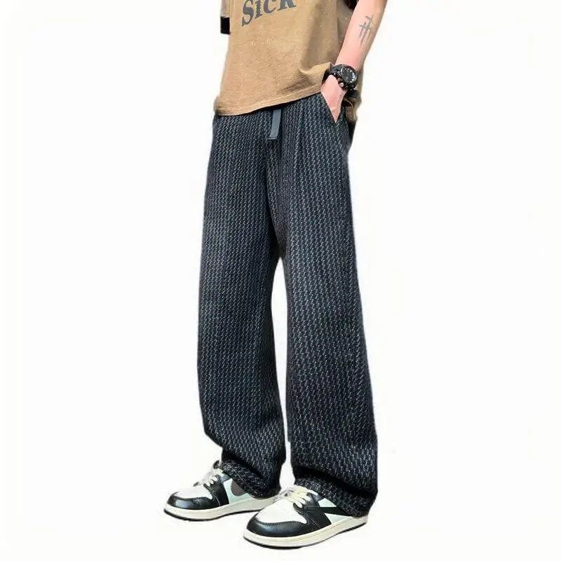 NF&ZG American retro spring and summer new men's trendy straight jeans textured pants spring design cool