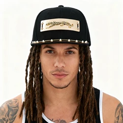 European and American street fashion personalized metal leopard pattern decoration rock hip-hop hat