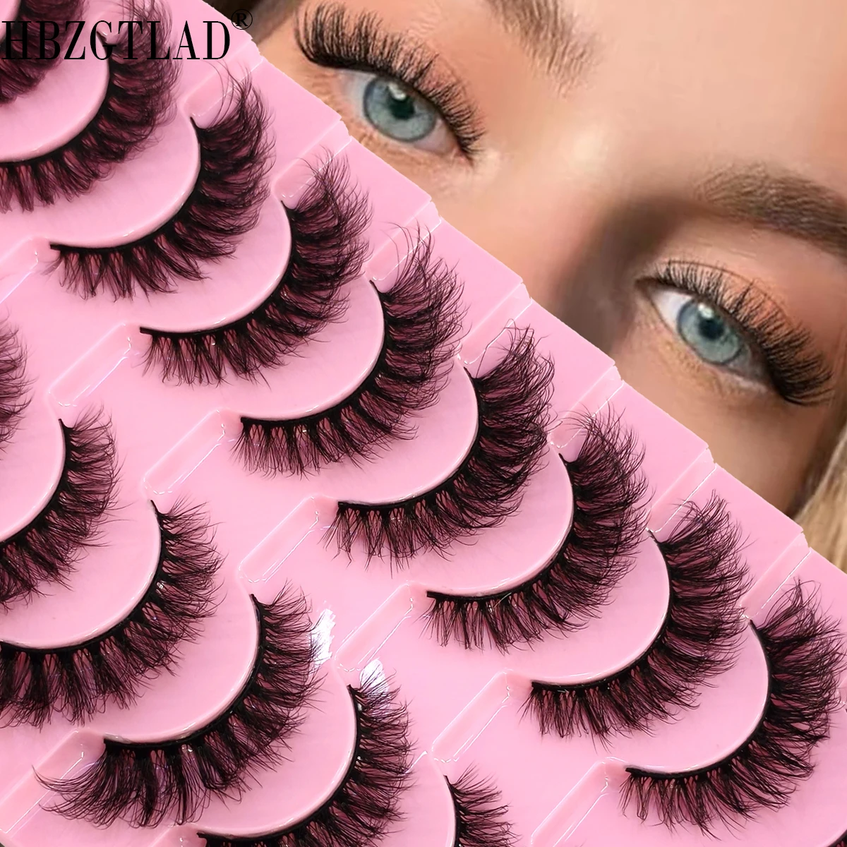 HBZGTLAD 10 Paar 3D-Lockenwimpern, künstliche Nerz-Wimpern, handgefertigt, falsche Wimpern, natürliches Nude-Make-up, Simulation überkreuztes, unordentliches Auge