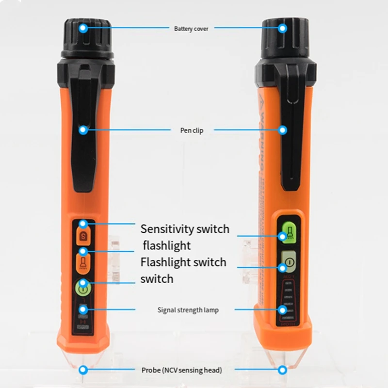 Non-Contact AC Voltage Test Pen ,AC 12-1000V LED Flashlight Buzzer Alarm For Real-Time/Empty Line Judgment