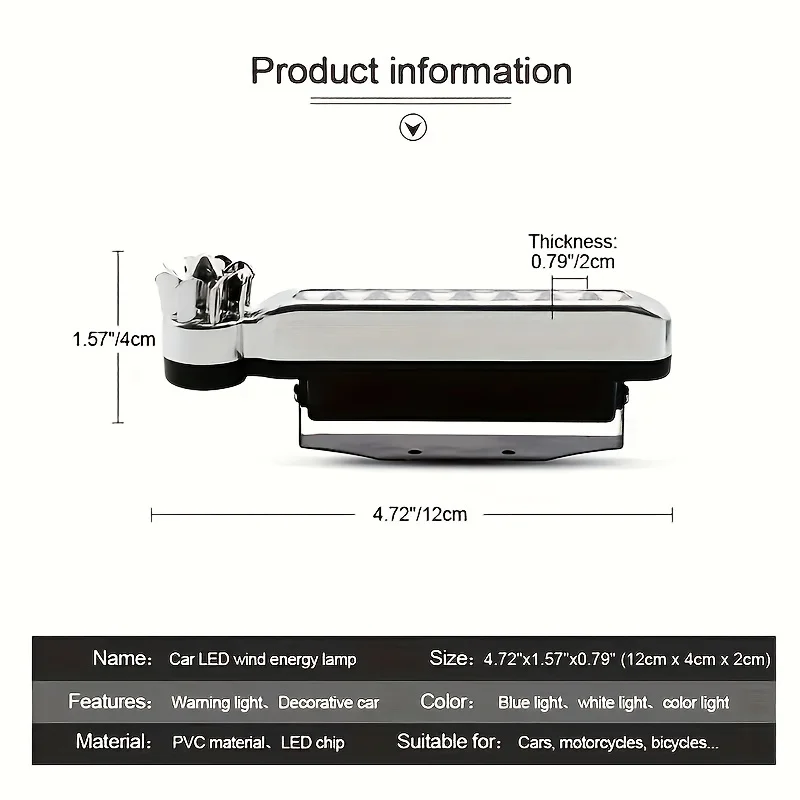 1/2 pz auto alimentata a vento LED luce di marcia diurna illuminazione ausiliaria rotazione ventola lampada Automobile giorno tempo faro luci a led