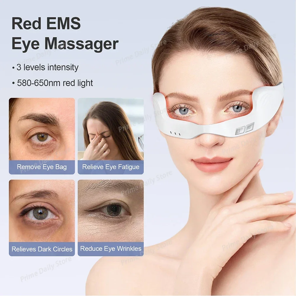 Electric Eye Massager Under-Eye Glasses Massager Eye Fatigue Relief Massager Red Light Relieves Eye Fatigue Eyes Massage Glasses