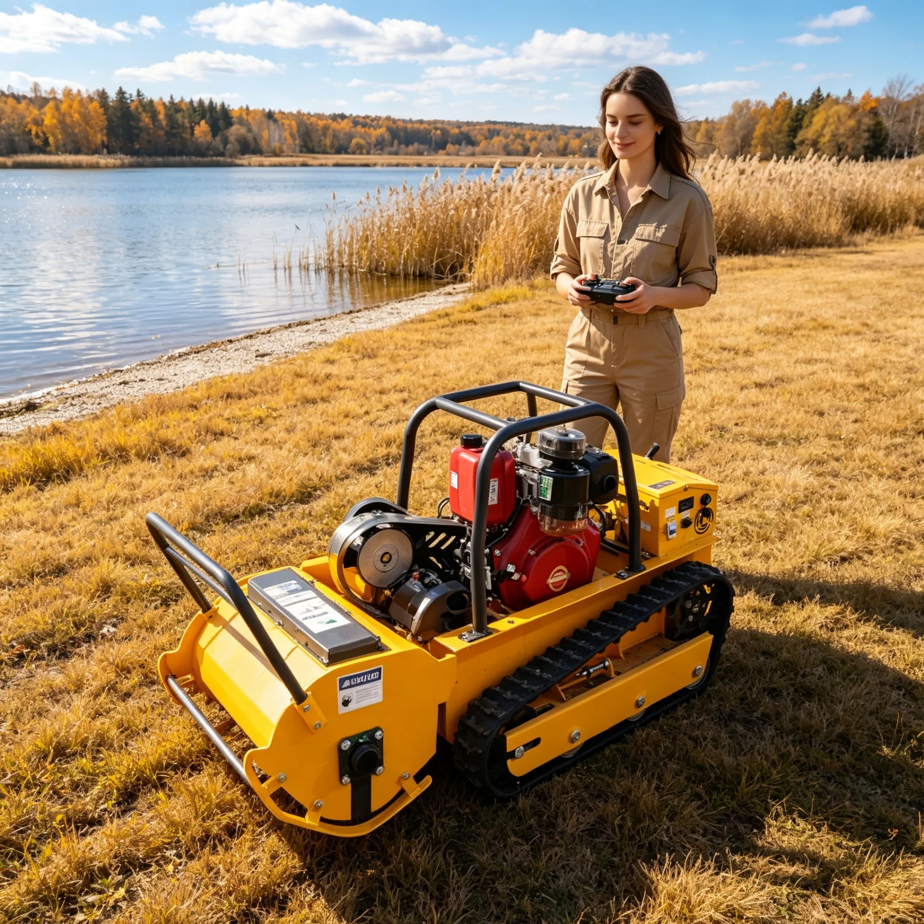 Customized for community lawns, Spro Series tracked self‑propelled lawn mower, 800mm/1000mm optional cutting width for residenti