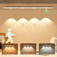 Motion Sensor LED Kitchen Under Cabinet Light Tricolor Rechargeable for Closet Wardrobe Decor Lamp 20/30/40/50cm Night Light