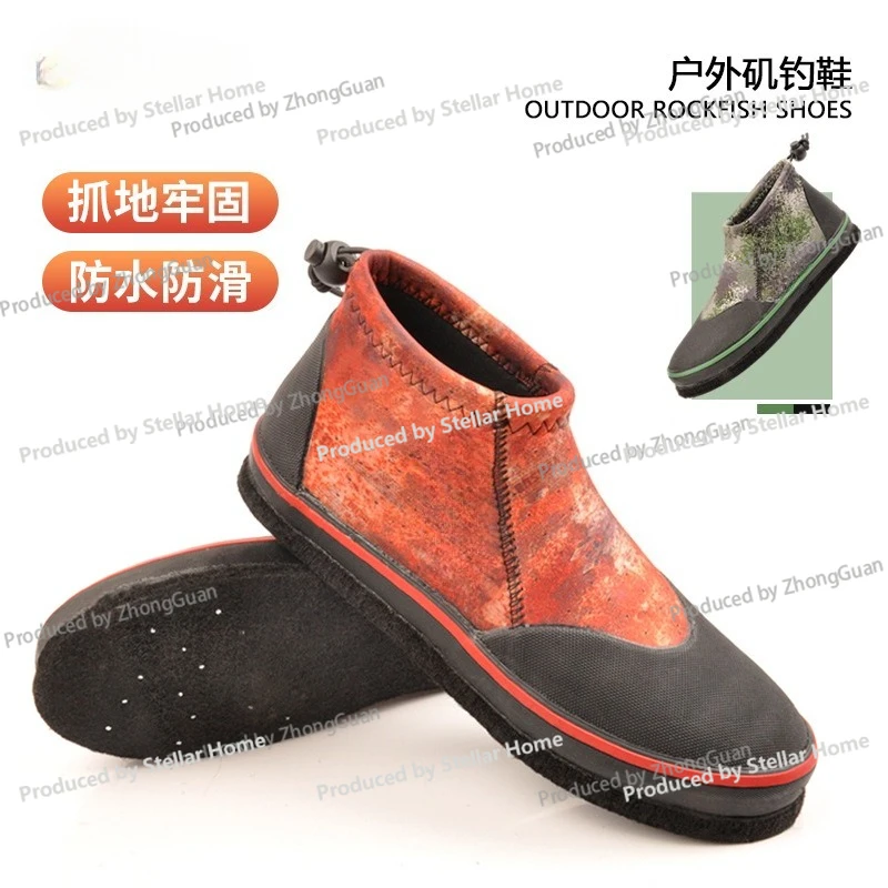 أحذية صيد الصخور للرجال والنساء أحذية صيد احترافية لصيد الأسماك البحرية، مسامير فولاذية غير قابلة للانزلاق، نعل من اللباد