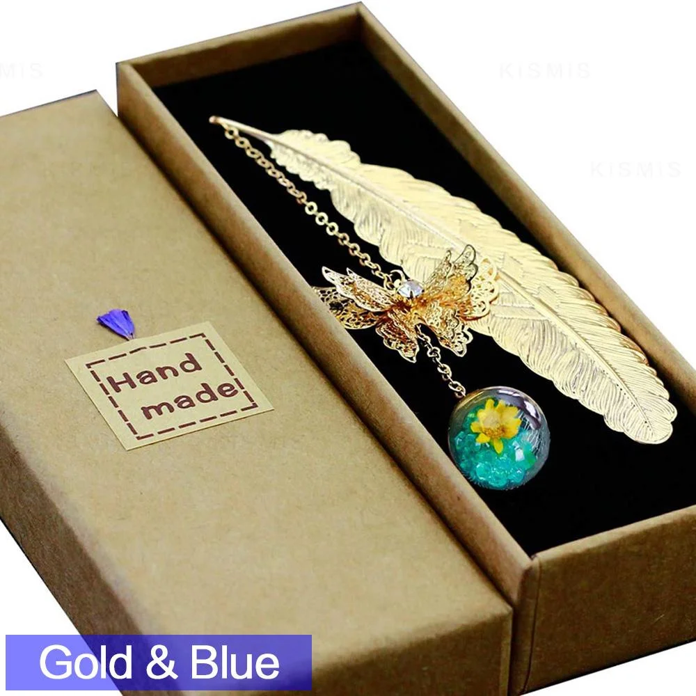 علامة مرجعية أنيقة من الريش المعدني - هدية مثالية للنساء ومحبي الكتب والمعلمين والأم - هدية عيد الميلاد/الكريسماس/عيد الأم