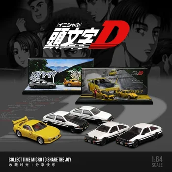 TIME MICRO 1/64 טקסט ראש D טויוטה AE86 מאזדה RX-7 רכב מתכת צעצועים מודל ילדים מתנת חג המולד לילדים