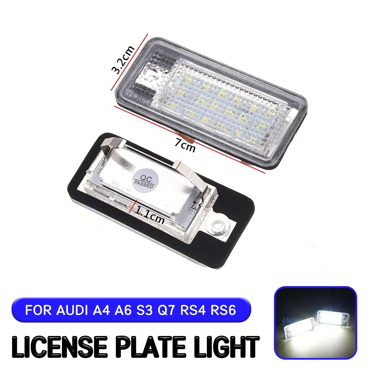 

2pc 8E0807430A LED License Number Plate Light Lamp For Audi A3 S3 A4 S4 B6 B7 A6 C6 S6 A8 S8 RS4 RS6 Q7