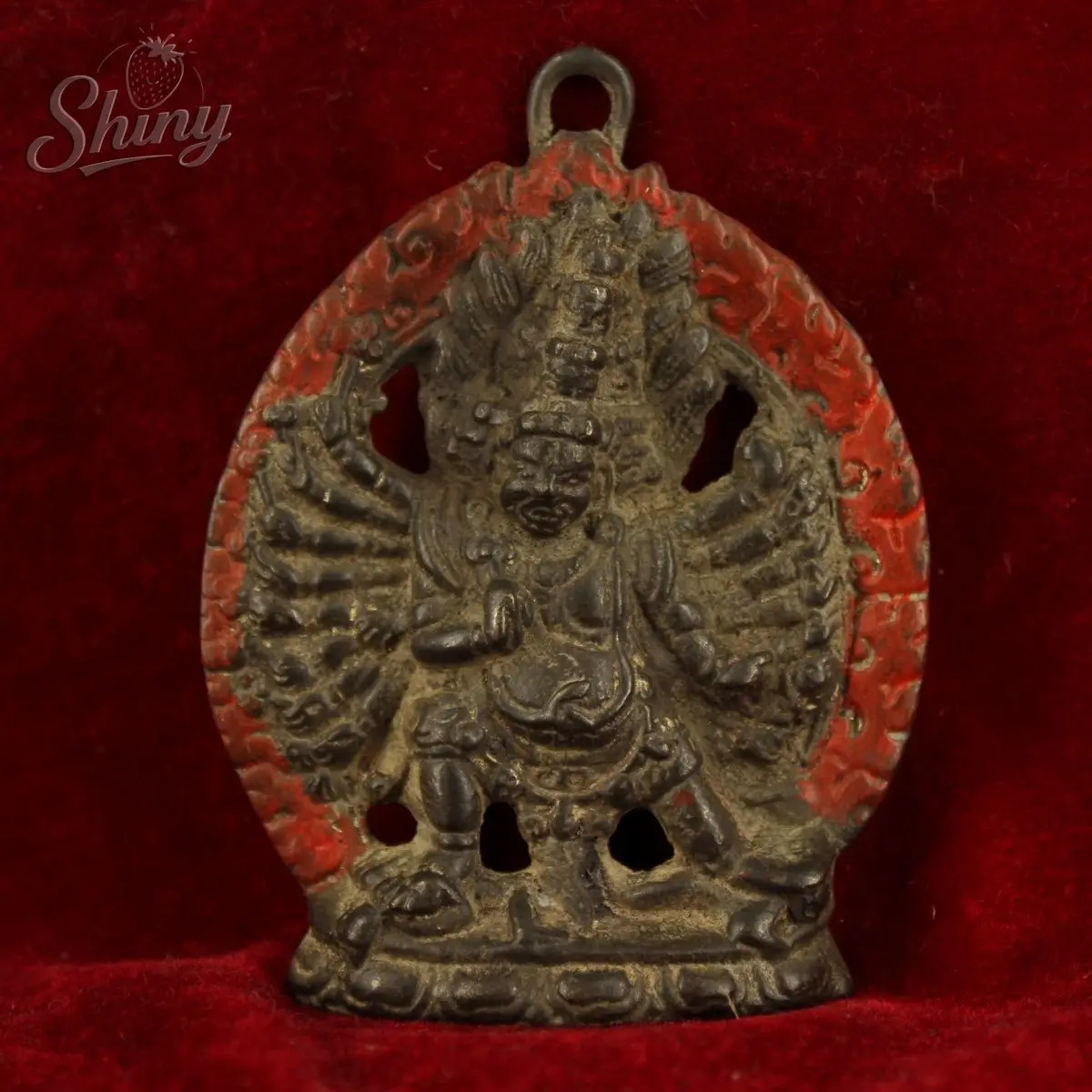 التبت البرونزية 8 الأسلحة ماهاكالا بوذا الإله فاجراباني التانترا تمثال تميمة قلادة غرفة المعيشة الديكور