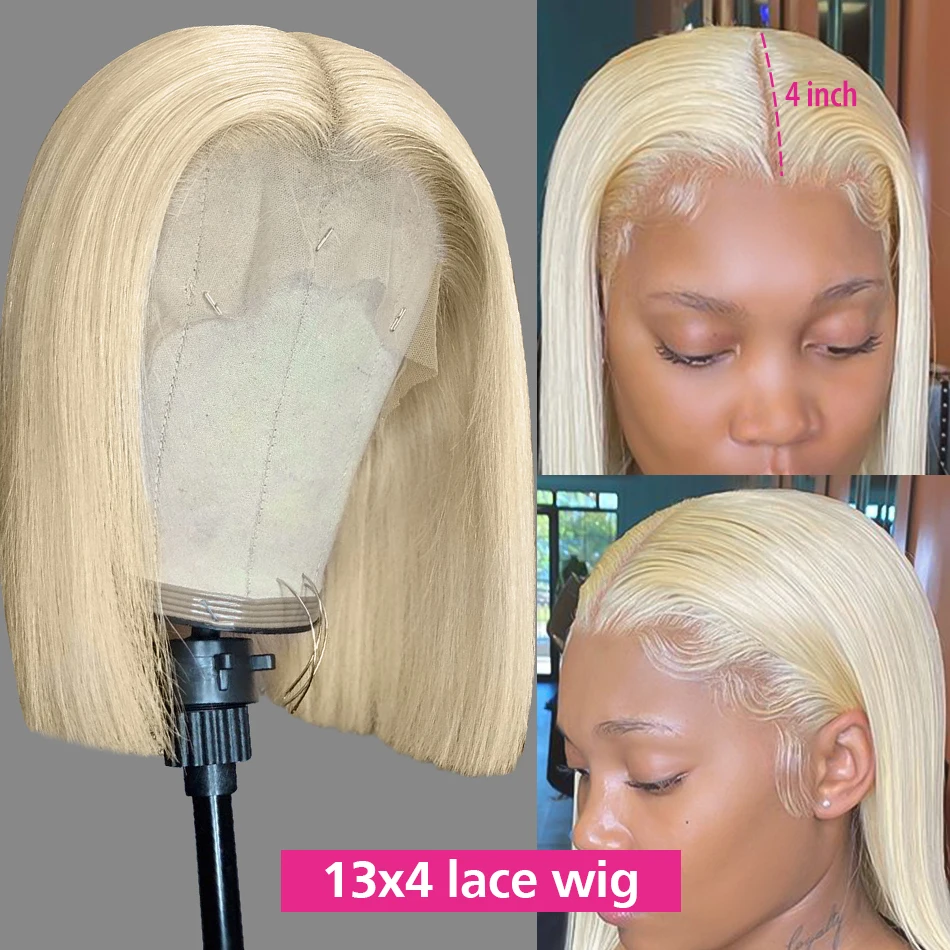 613 gerade Bob Perücken Honig Blonde Spitze Front Echthaar Perücke Für Frauen Peruanische Verschluss Perücke T Teil Perücke 13x6 HD Spitze Frontal Perücken