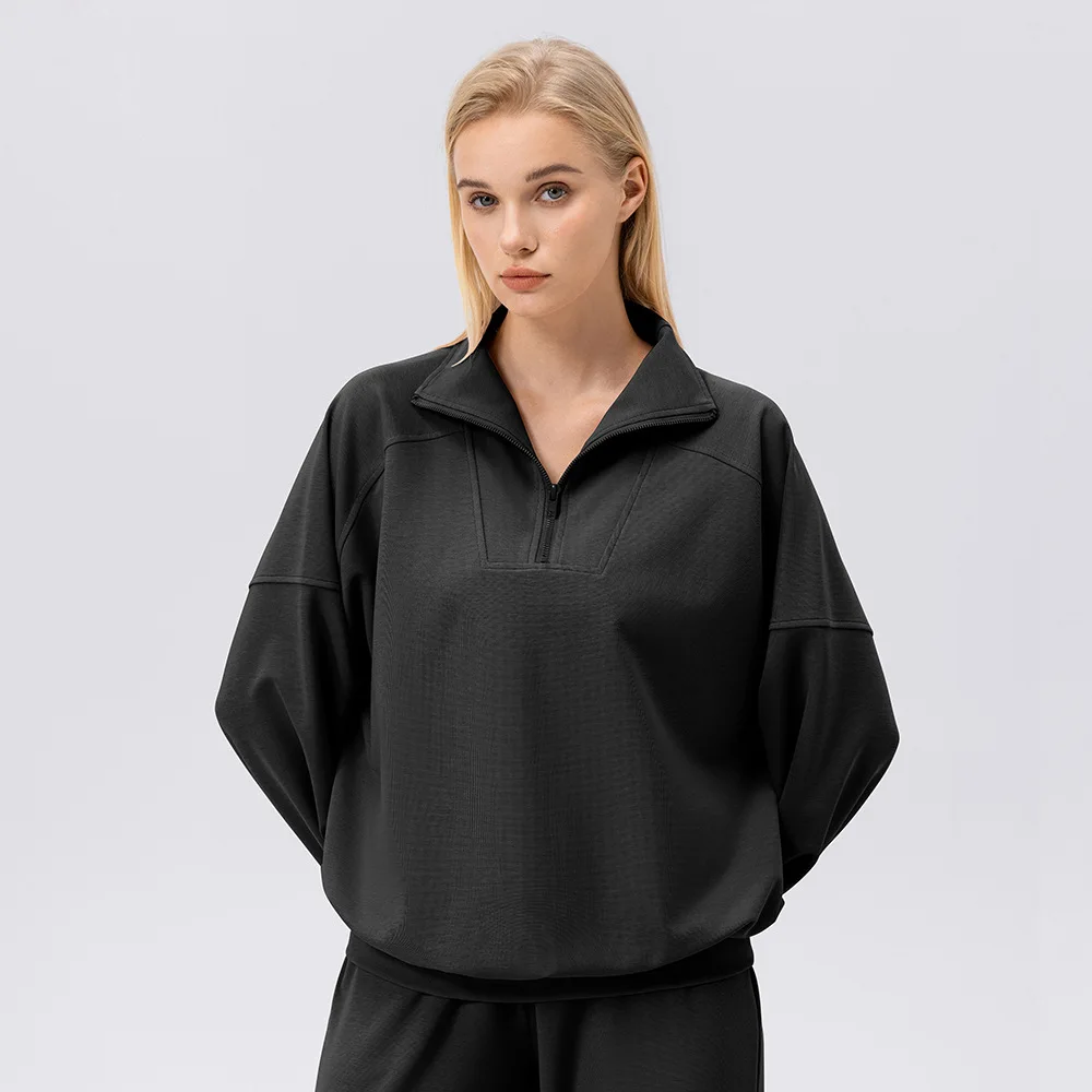 Europäische und amerikanische Herbst- und Wintersportarten mit halbem Reißverschluss, Fitness, langärmelig, lockere, lässige Outdoor-Pulloverjacke, großzügig