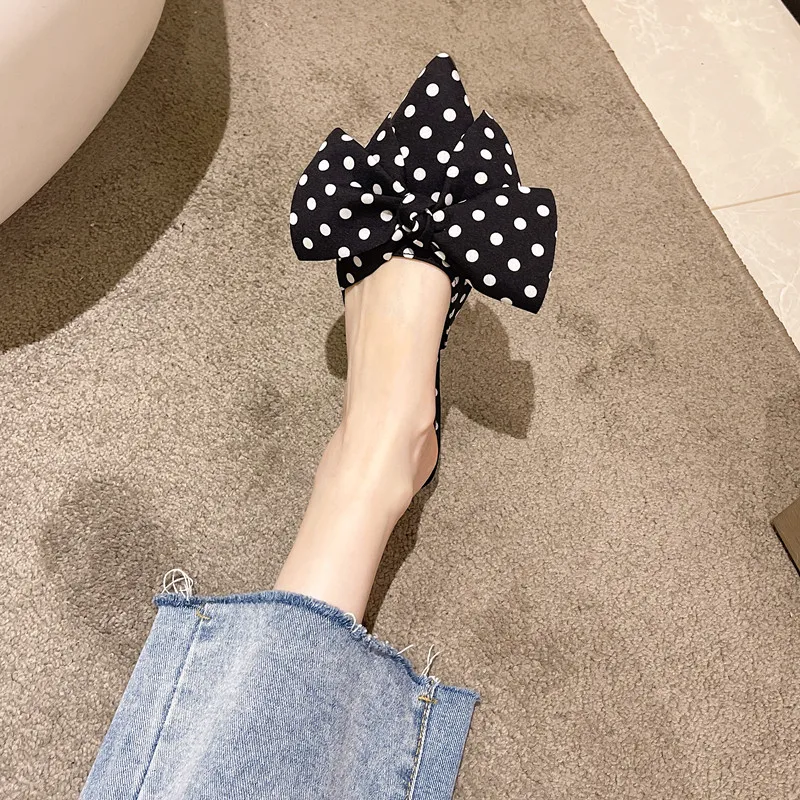 Fashion Women Slippers Women Pointed Toe Bowtie Slippers Woman Slip-on Summer Ladies Shoes Sandals