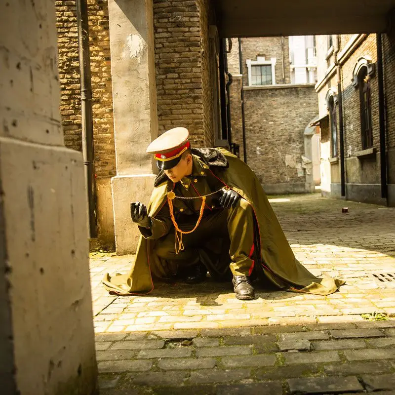 Green Chinese Warlord Costume For Men Ancient military Photography Clothing Commander In Chief Carnival Halloween Cosplay