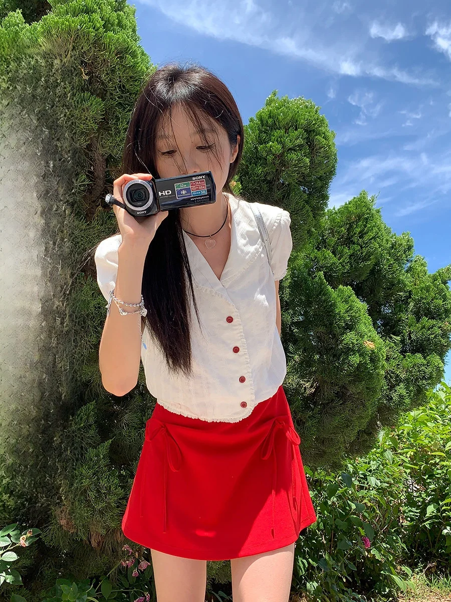 

Sinbounboun Женский ор Све irt Летний дизайн Sensation Темно-синий воротник Bubble Sve Белый хлопок Дышащий тонкий хлопок ...