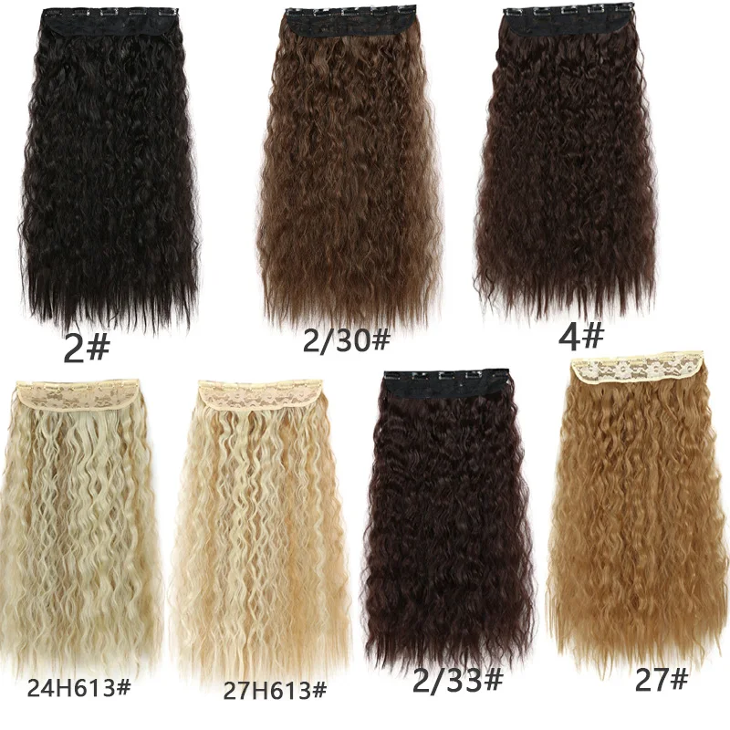 24Inch Synthetic Hair Extensions One piece 5 Clips Long Kinky Curly High Temperature Fiber Black Brown Hairpiece For Women