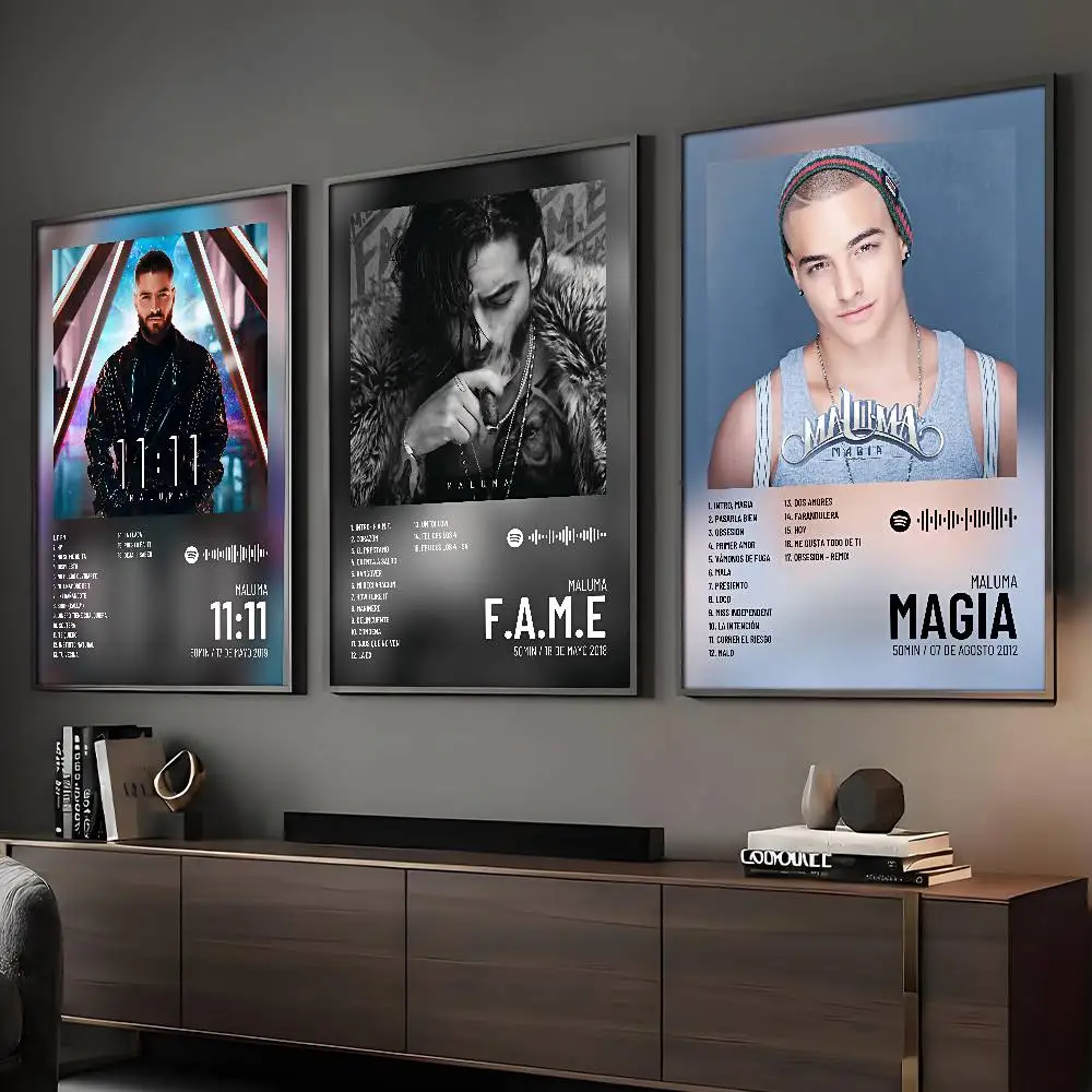 Póster de cantante Maluma, impresión artística de pared adhesiva, impermeable, para el hogar, sala de estar, Bar, decoración estética