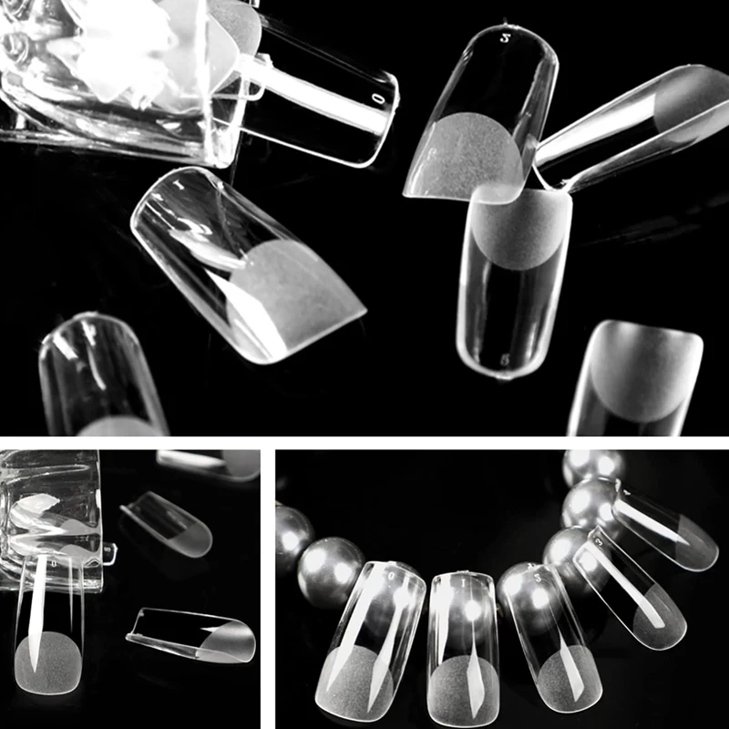 Quadratische Nagelspitzen, 120 Stück, künstliche, vollständige Abdeckung, weiche, klare Gelspitzen, 12 Größen, scharfe Kunstnägel für Nagelverlängerung