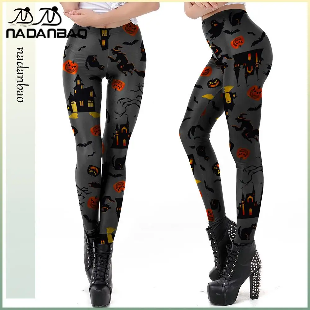 Nadanbao Halloween Holiday Party lustige Hosen Frauen sexy Digitaldruck elastische Leggings weibliche Strumpfhosen mittlere Taille Hose