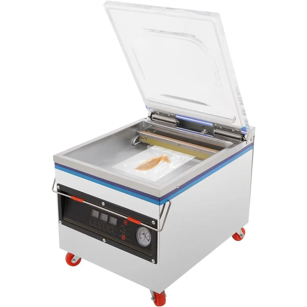 Automatic 360W Chamber Vacuum Sealer for 13'' x 12.5'' Bags - Ideal for Meat, Fruit, Sauces, and Food Preservation