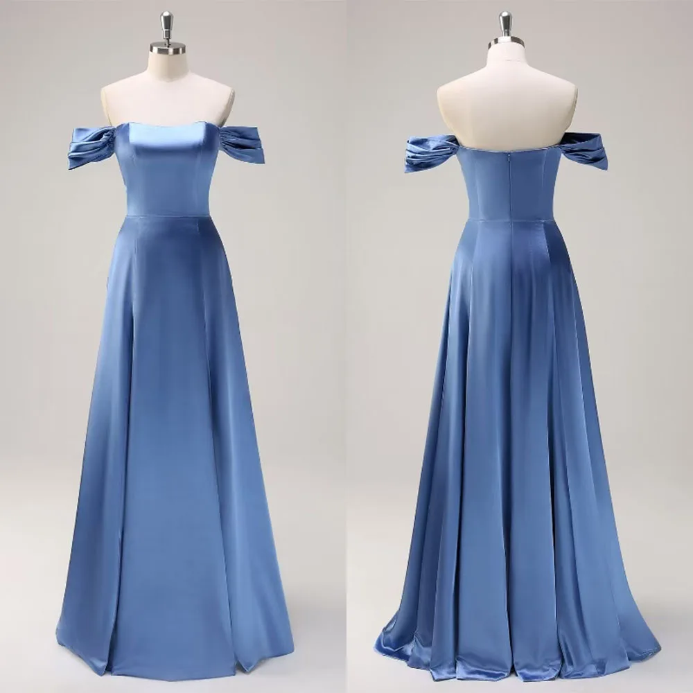 

High Quality Customized Strapless Floor Length Backless Zipper Off Shoulder A-line Robes De Soirée Vestidos De Gala Party Dress