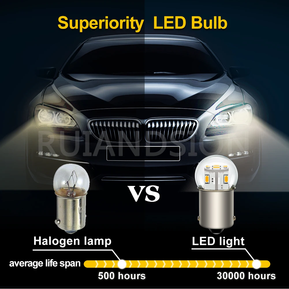 1156 BA15S Bohlam LED 6V 12V 24V 48V P21W 1157 BAY15D P21/5W BA15D S25 Lampu Rem Sinyal Belok Mundur 3014SMD 2 Buah