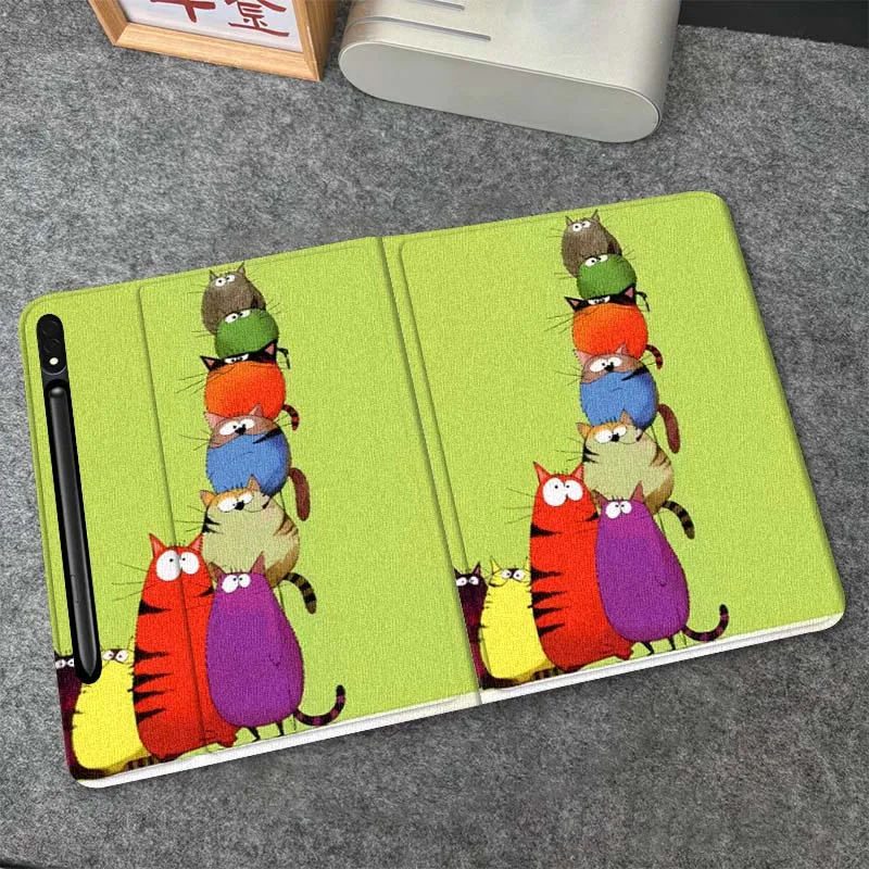 

Art Cartoon Cat Cute For Samsung Galaxy Tab S10 S9 S8 S7 FE Lite Soft Flexible Support Tablet Case Gift