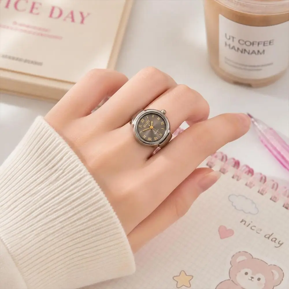 Portable Alloy Digital Ring Watch Digital Display Mini Size Student Watch Casual Ring Shape Finger Watch Daily Use