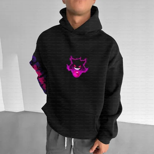 Imagen 2 del producto Pokémon Anime Gengar Erchuang Sudadera con capucha pintada para hombres y mujeres Otoño/Invierno nuevo Y2K Harajuku suéter Casual de gran tamaño Top
