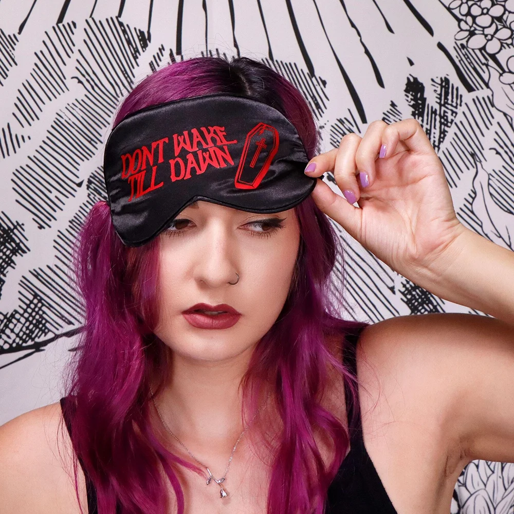Gruselige Augenmasken, Gothic-Hexen-Augenmasken für Halloween, Schlafpartys, Junggesellinnenabschiede, Brautparty-Dekoration, Geschenk, „Wach nicht, bis du schlafen gehst“ – Detail 3