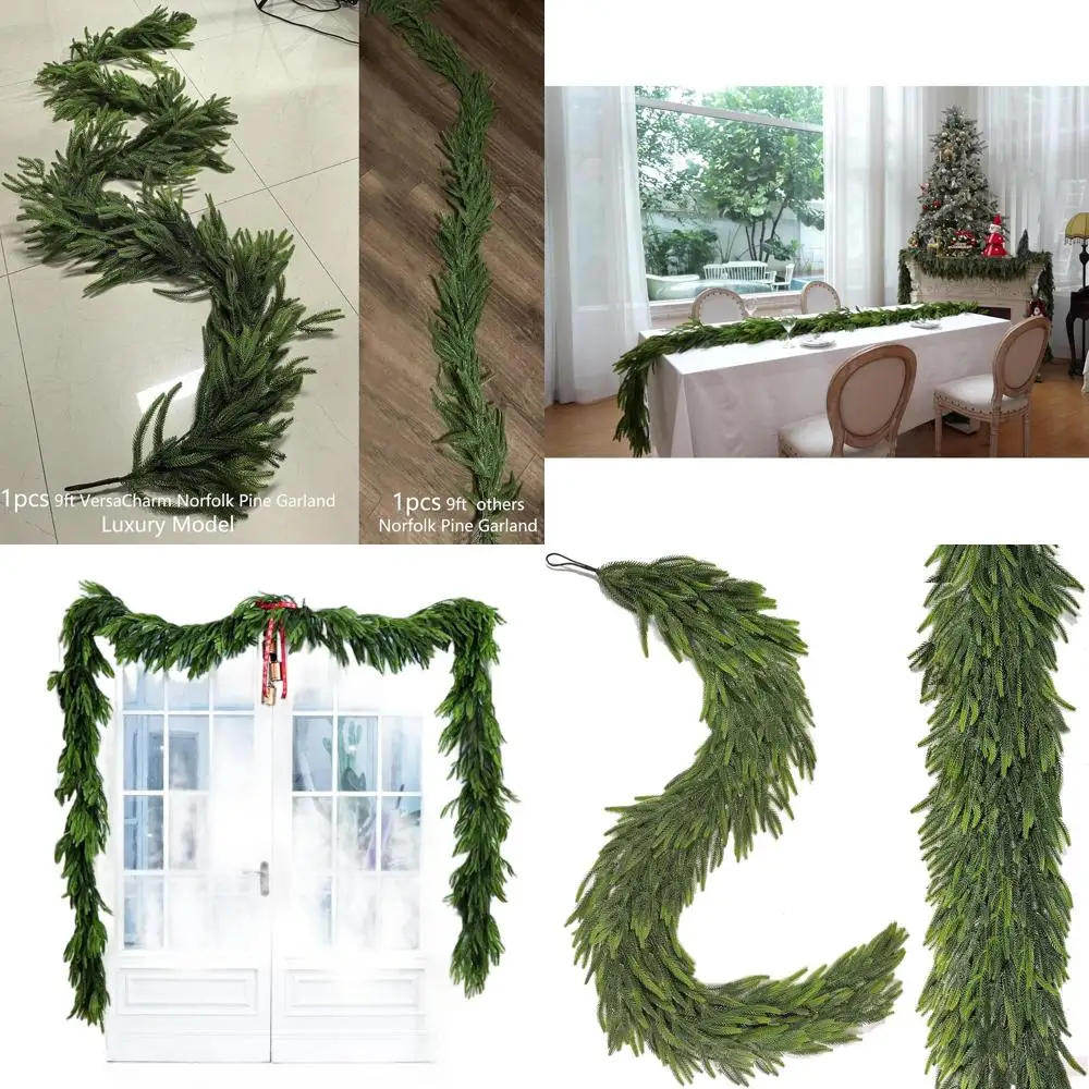 

Realistic 18FT Dual 9FT Norfolk Pine Christmas Garlands for Indoor/Outdoor Holiday Decor