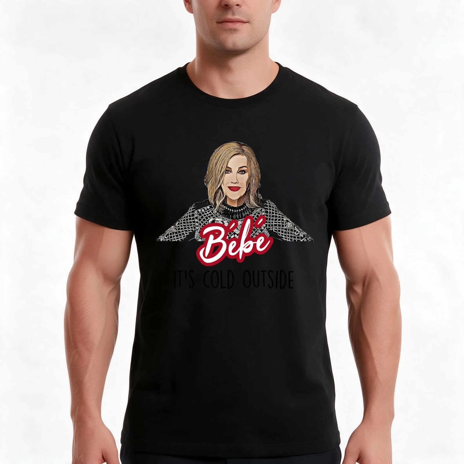 bébé it's cold outside T-Shirt, Summer Casual Cotton Tee, Oversized Streetwear Tops, Vintage Graphic Print, Unisex Men Women