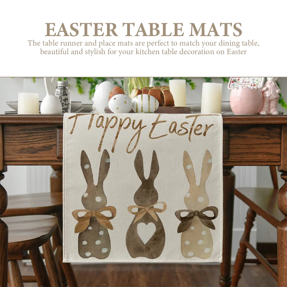 

Easter Placemats Table Runner Set Heat Resistant Anti Skid Decorative Table Mats For Home Coffee Shop Restaurant Use Disposable