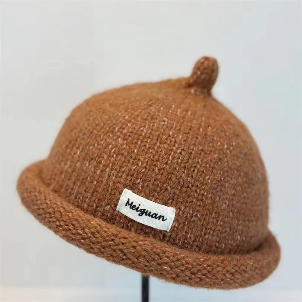 Cute Solid Color Knitted Beanies Cap Keep Warm Multifunction Painter Hat Beret Rolled Edge Pacifier Cap Men