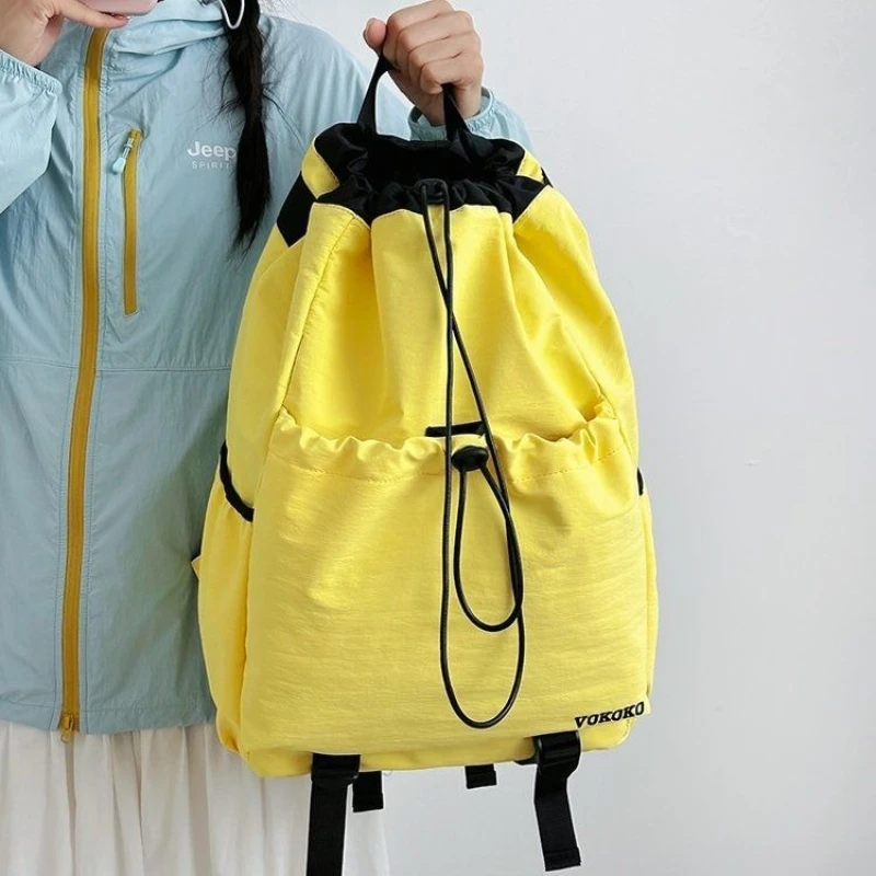 

Рюкзак для начальной школы на шнурке, нейлоновый детский рюкзак, модные подростковые молодежные рюкзаки, легкая женская школьная сумка