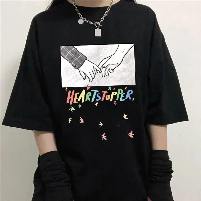 Heartstopper Graphic Print T-shirt Summer Fashion Round Neck Short-sleeved Couple Casual Personality T-shirt Top