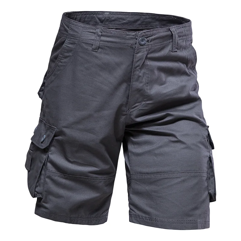 Summer Cotton Casual Shorts Men Multi Pockets Cargo Knee Length Pants Mens Comfortable Loose Outdoor Sports Shorts Plus Size