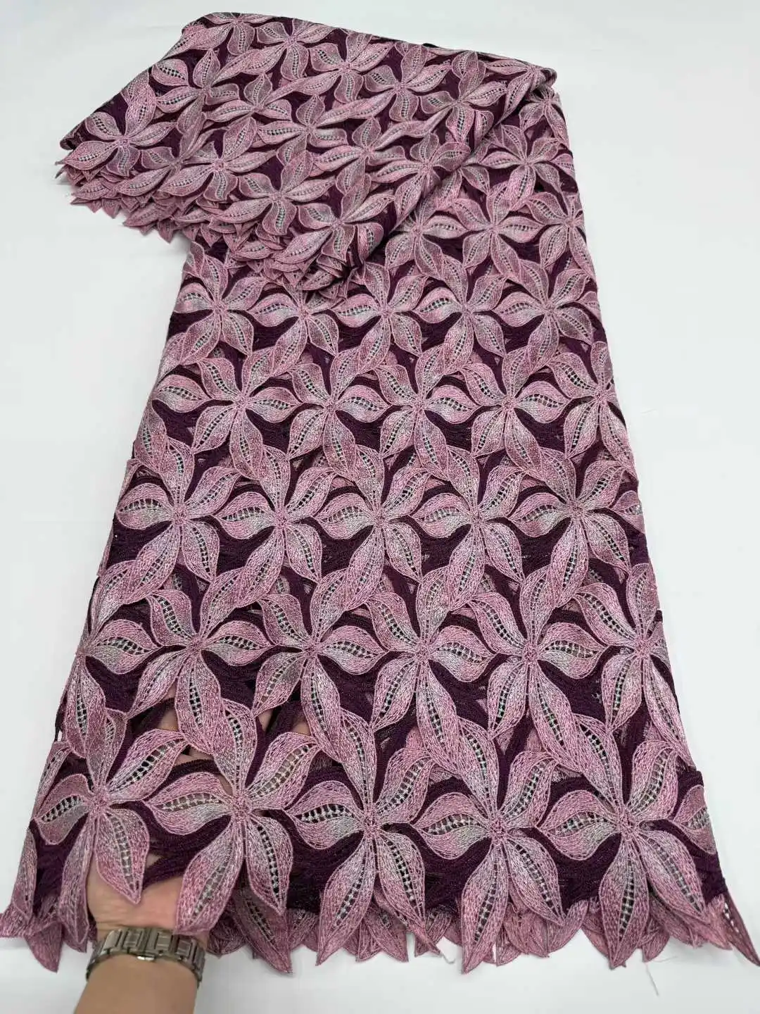 

Nigerian Guipure Cord Lace Fabric Milk Silk Lace Fabric African Lace Fabric 2025 High Quality New Dress for Women Wedding Party