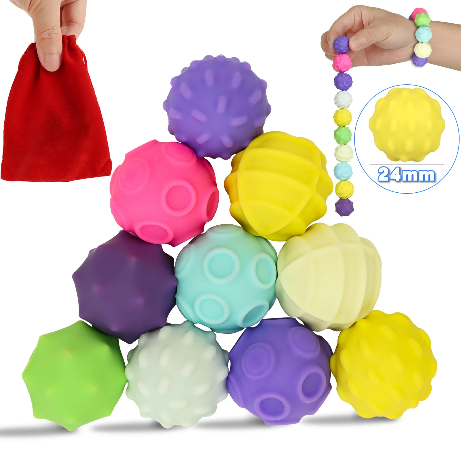 

10 шт. красочные магнитные шарики с текстурой, сенсорная игрушка-непоседа, научный набор для облегчения тревоги, 24 мм, сделай сам, настольные игрушки, подарок для детей и взрослых
